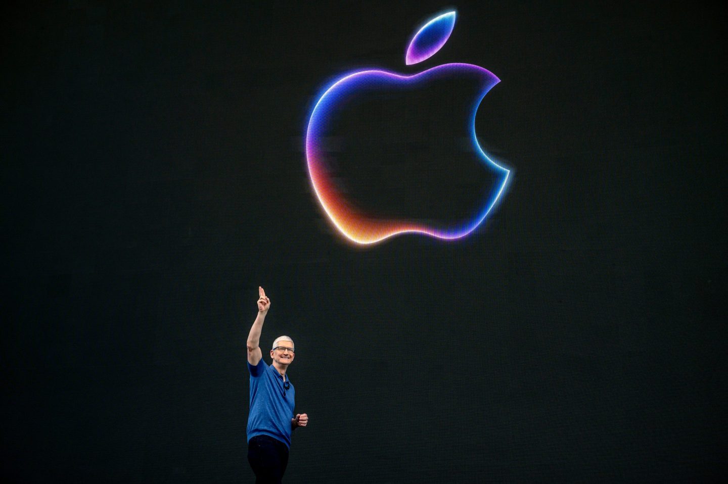 Tim Cook, chief executive officer of Apple Inc., during the Apple Worldwide Developers Conference at Apple Park campus in Cupertino, California, US, on Monday, June 10, 2024.