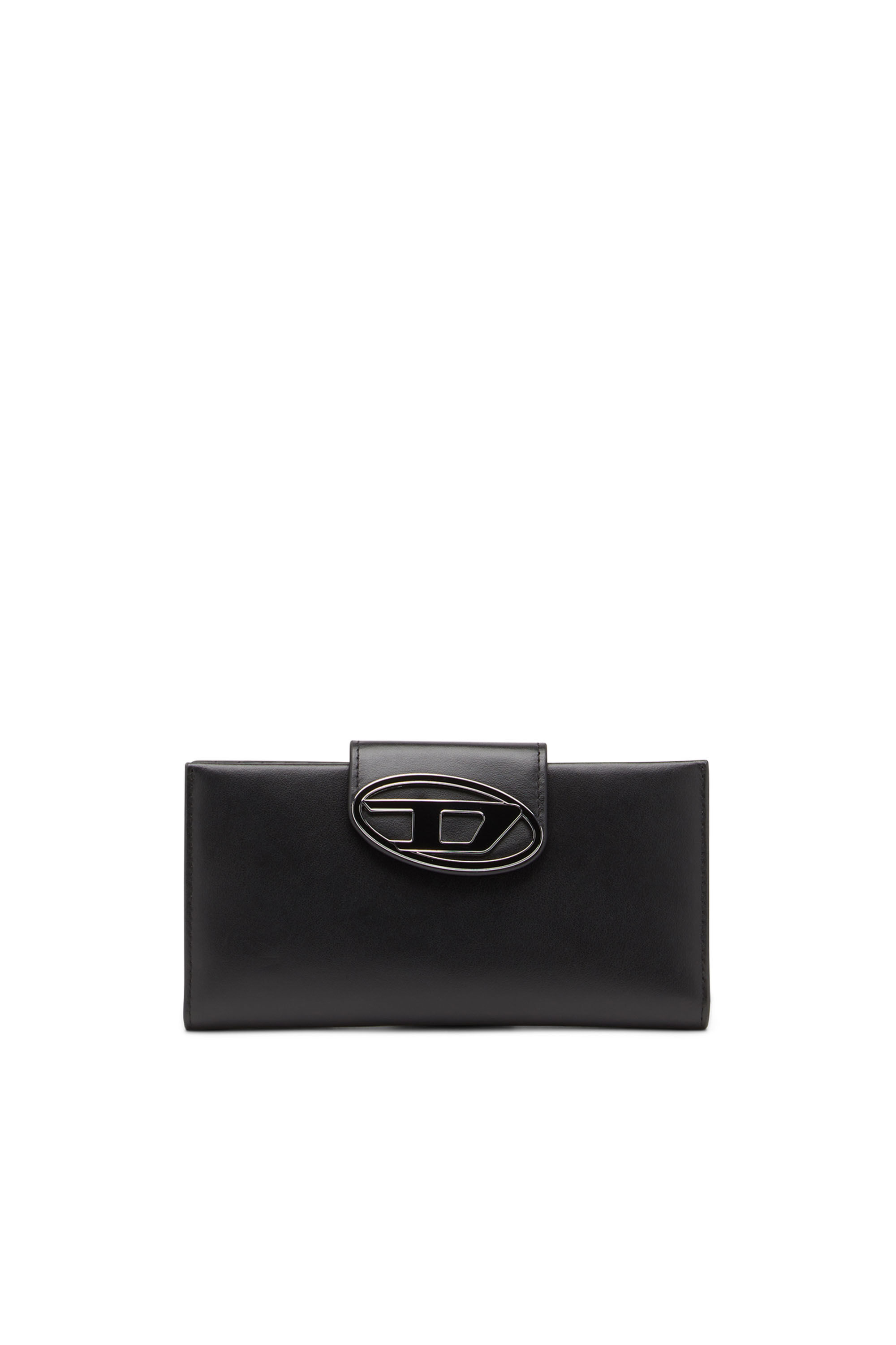 Diesel - JULIE, Femme Portefeuille continental en cuir avec plaque à logo in Noir - Image 1