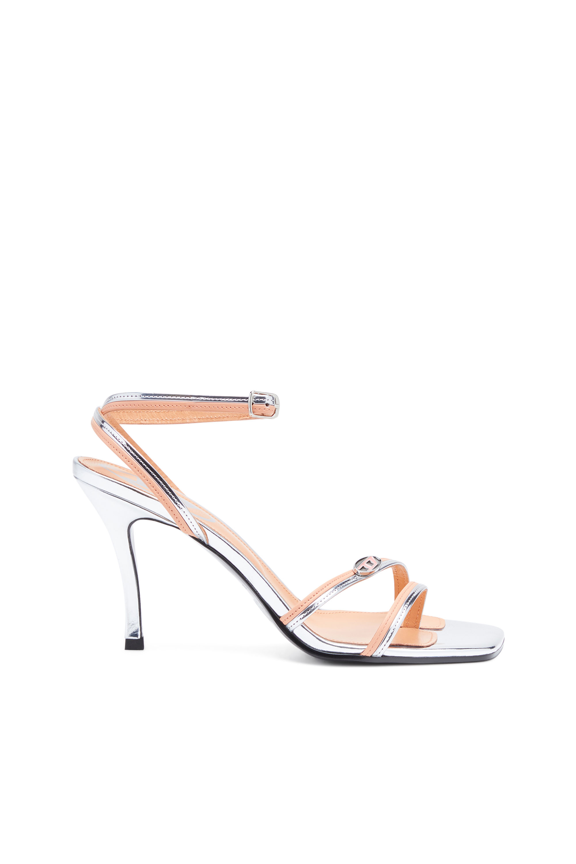 Diesel - D-VENUS SA, Woman D-Venus SA - Strappy sandals in two-tone leather in Silver - Image 1