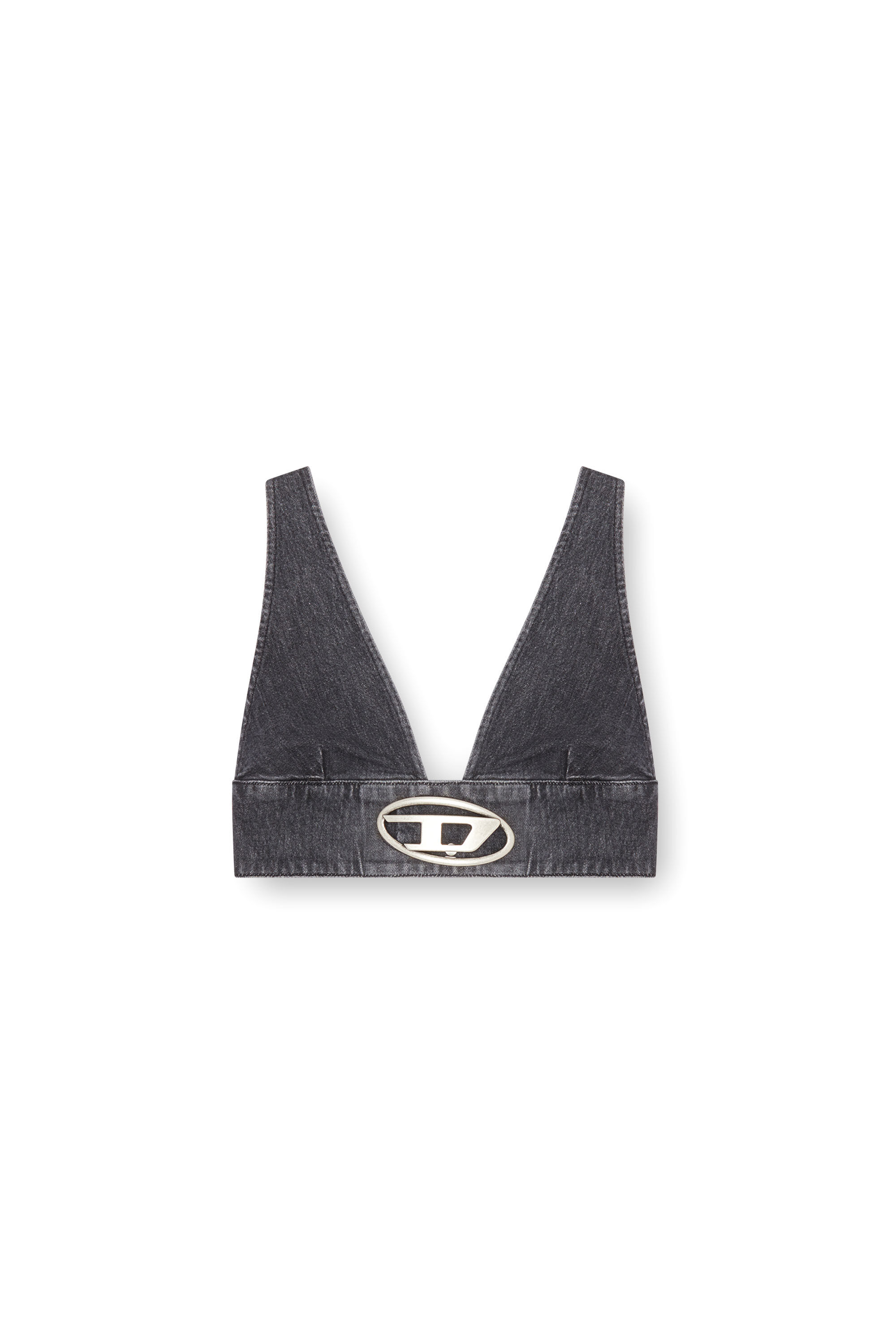 Diesel - DE-ELLY-S, Woman Denim bra top with Oval D plaque in Black - Image 2