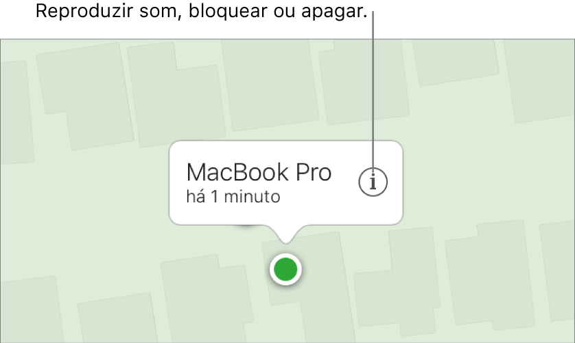 Um mapa em “Encontrar iPhone” em iCloud.com a mostrar a localização de um Mac.