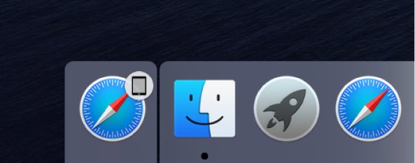Icono de Handoff de una app del iPad en el lado izquierdo del Dock.