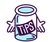 A cartoon jar with a purple label that reads: Tips.