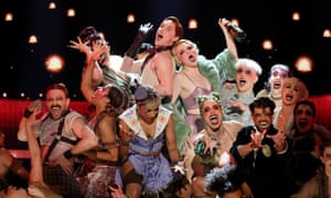 Eddie Redmayne, Gayle Rankin and the cast of Cabaret at the Kit Kat Club perform onstage