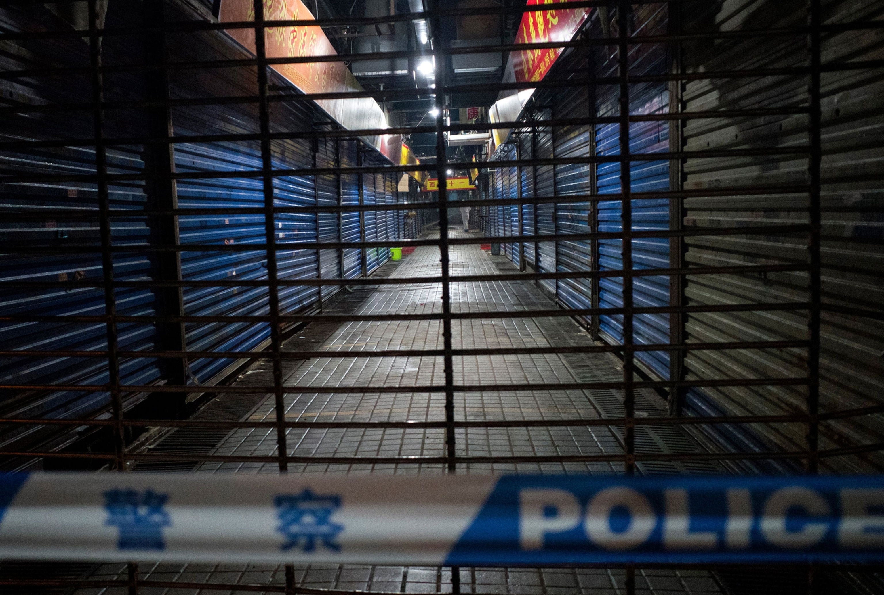 Police-tape across the closed market