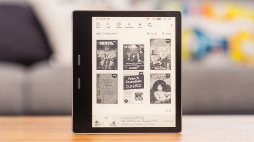 closeup of Amazon Kindle ereader