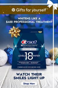 Light up their holiday with the gift that whitens like a $400 professional treatment. Give the gift that’ll keep them smiling with #Crest 3DWhitestrips for 100% noticeably whiter teeth, guaranteed.