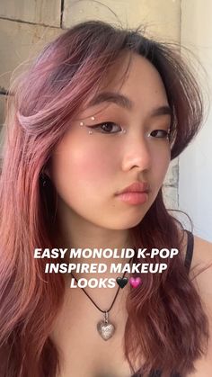 EASY MONOLID K-POP INSPIRED EYE MAKEUP LOOK🖤💗 | festival summer makeup, asian makeup