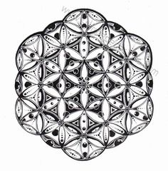 a drawing of an intricate design in black and white