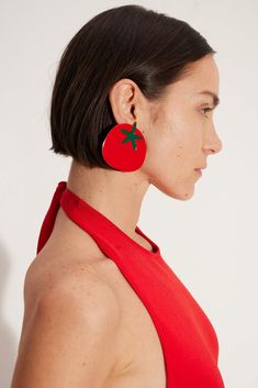 Tomato Earring in Retro Red Retro, Ear Piercings, Cool Style, Jewellery, Earrings, Fimo, Model, Stylin