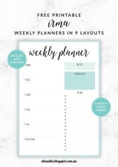 the free printable weekly planner for planners