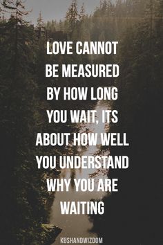 a quote that says love cannot't be measured by how long you wait, it's about how well you understand why