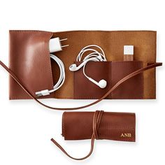 Leather Charger Roll Up | Mark and Graham Charger, Accessories, Retro, Bags, Gifts, Shopping Bag, Tech Gifts, Genuine Leather, Cool Tech Gifts