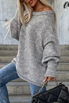 Olivia Mark - Elegancia refinada: Tops de tejido liso con cuello oblicuo Daily Simplicity Sweater, Style, Woven Top