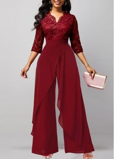 Color:Wine Red;Size:L;Size:M;Size:XXL;Size:S;Size:XL;Style:Tribal;Occasion:Other;Package Contents:1 X Jumpsuit; Outfits, Formal Jumpsuit, Jumpsuit Elegant, Jumpsuits For Women, Long Jumpsuits, Jumpsuit Romper, Jumpsuit With Sleeves, Jumpsuit Party, Dress