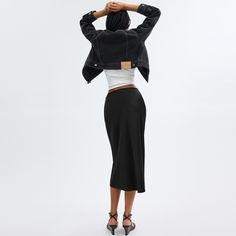 Slip into easy elegant style with this ‘90s-inspired bias-cut satin midi skirt. Finished with a hidden zipper closure the versatile design is detailed with our embroidered cursive Coach script at the waistband for a subtle heritage touch. | Coach Long Satin Midi Skirt - Women's - Black - Size 8 Design, Women Skirts Midi, Satin Midi Skirt, Midi Skirt, Clothes For Women, Midi, Waistband, Elegant Style, Size 14
