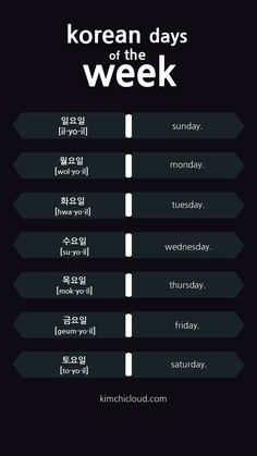 korean days of the week poster