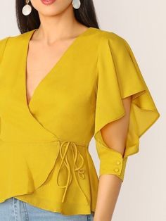 Tops, Blouse, Outfits, Wrap Blouse, Blouses For Women, Ladies Tops Fashion, Trendy Blouses, Top, Blouses