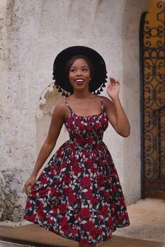 Fitted Bodice, Dress Black, African Print Dress