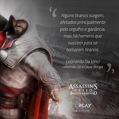 Frases de Ezio e Leonardo Da Vinci em Assassin’s Creed Brotherhood Leonardo Da Vinci, Jiu Jitsu, Creed Quotes, Assassins Creed Quotes, Assassin's Creed Brotherhood