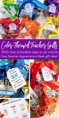 Difficulty: Easy

Summer is approaching quickly! If you are still looking for a great teacher gift idea for the end of the year, then try my Color-Themed Teacher Gift Idea! It's super easy and creative. Plus, you can save money with free printables and cheap snacks!

Printable tag

Ribbon or twine

Gift basket

Gift basket filler (optional, depending on the type of basket you have)

Small gifts matching the color of the tag you choose

Tools

Printer

Scissors