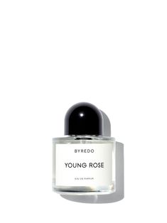 a bottle of young rose perfume on a white background with the words byredoo