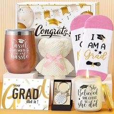 Amazon.com | Graduation Gifts for Her 2024, Best High School College Graduation Gifts Cool Master Degree Grad Gifts Box, Congratulations Gifts for Graduates Girls Women Daughter Nurse Sister Friend w/Wine Tumbler: Wine Glasses