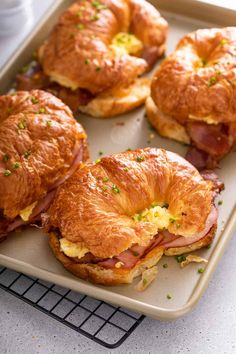 croissant breakfast sandwiches with ham and cheese