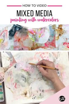 a person is painting with watercolors and the words how to video mixed media