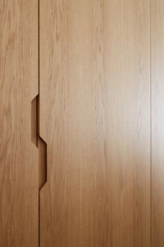 an open wooden cabinet door showing the interior and exterior wood grained finish on it's doors