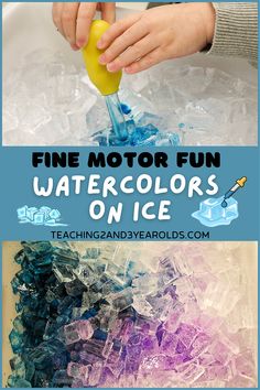 kids are playing with watercolors on ice and then they have fun making them