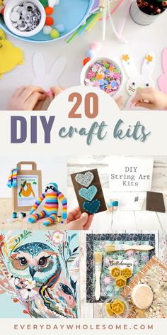 20 Best DIY Craft Kits for kids, teens & adults including crafts that are painting, crochet, string art, weaving, felting, looming, loom, beeswax, carving, whittling, mosaic, jewlery and bracelet making, paint by number, concrete planters, macrame, sock craft kit, moss, wall art, rag wall art, and dream catchers. Diy Crafts, Dream Catchers, Diy Crafts For Kids, Diy Projects For Kids, Diy Craft Kits, Craft Kits For Kids, Crafts For Kids, Crafty, Craft Kits