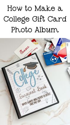 Do you have a child going off to college and want a college drop-off gift to leave with them? Learn how to easily make a cute college gift card photo album filled with gift cards for college. You now how a special college drop off gift for your college student filled with college gift cards!