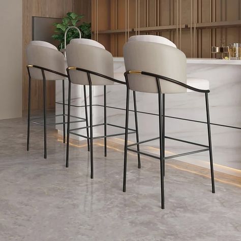 Linenic Grey PU Leather Modern Breakfast Bar Stool Counter Height with Back & Footrest Design, Bar Stools With Backs, Leather Bar Stools, Counter Height Bar Stools, Counter Stools, Counter Height Stools, Modern Bar Stools, Bar Stools, Lounge Chair Outdoor