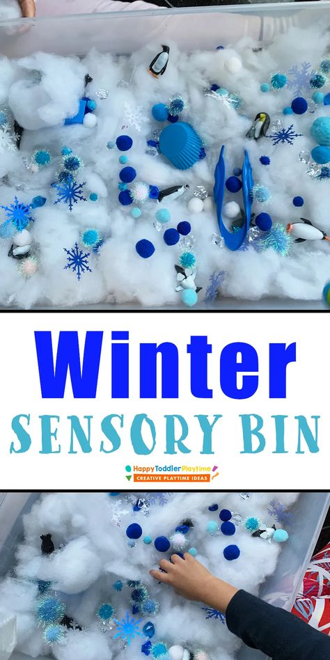 Easy Winter Sensory Bin for Kids: Two Ideas - HAPPY TODDLER PLAYTIME Pre K, Sensory Bins, Montessori, Pandas, Winter Sensory Bin, Toddler Sensory Bins, Toddler Sensory Activities, Fall Sensory Bin, Christmas Sensory Activities Toddlers