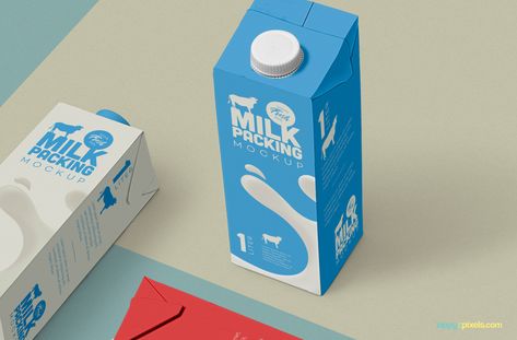 Latest milk box mockup with screw cap. #free #freebie #mockup #psd #photoshop #milk #packaging #carton #box #liquid Design, Packaging, Mock Up, 3d, Animation, Milk Packaging, Packaging Mockup, Milk Box, Milk Carton