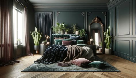 In the realm of interior design, the concept of a dark feminine bedroom challenges the traditional palette of pastels and light hues often associated with Bedroom