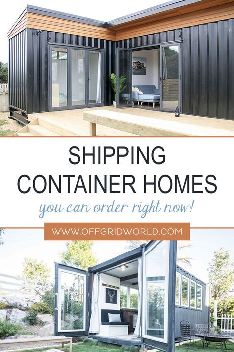 These 11 shipping container home companies have beautiful house options you can order right now! Container homes make the perfect tiny house. Check them out! #shippingcontainer #containerhome #shippingcontainerhome Shipping Container Homes, Architecture, Shipping Container House Plans, Shipping Container Cabin, Container Homes For Sale, Container House Plans, Container Cabin, Container Homes, Container House Design