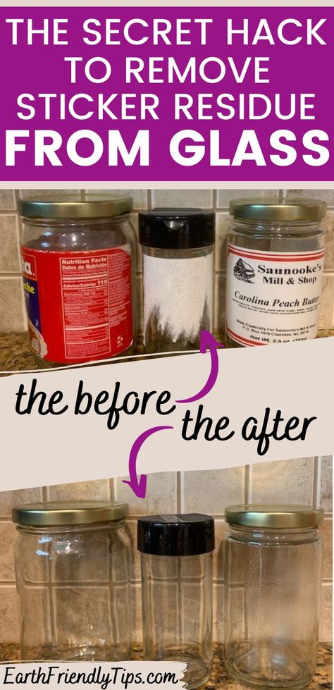Remove Jar Labels, Diy Cleaning Solution, Diy Cleaning Products, Remove Sticker Residue, Remove Labels, Cleaning Hacks, Removing Stickers From Glass, Remove Paint From Glass, Get Stickers Off
