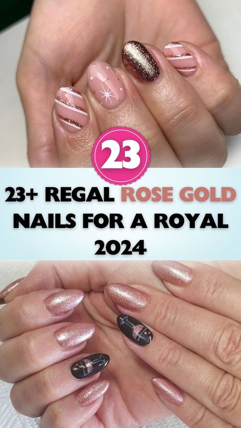 Feel like royalty with these regal rose gold nails, designed to add a touch of majesty to your 2024. Rose Gold, Make Up, Gold Nails, Nail Trends, Rose Gold Nails, Gold, Rose, Makeup, You Nailed It
