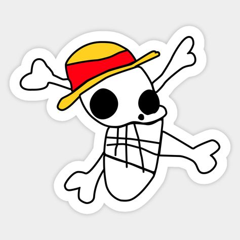 Luffy's Version of Straw Hat Pirates Jolly Roger -- Choose from our vast selection of stickers to match with your favorite design to make the perfect customized sticker/decal. Perfect to put on water bottles, laptops, hard hats, and car windows. Everything from favorite TV show stickers to funny stickers. For men, women, boys, and girls. Tattoos, One Piece Logo, One Piece Merchandise, One Piece Luffy, One Piece Images, One Piece Tattoos, Luffy, One Piece, One Piece Drawing