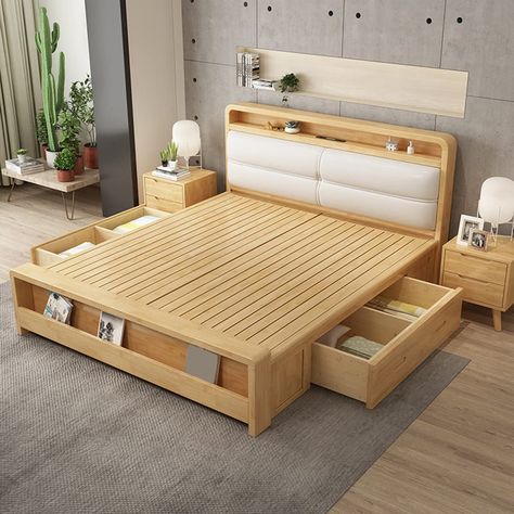 Nordic Bed Frame, King Size Bed Designs, California King Bed Frame, Sectional Sofa Beige, Bed Designs With Storage, Headboard Shapes, Wooden Platform Bed, Leather Sectional Sofas, Wooden Headboard