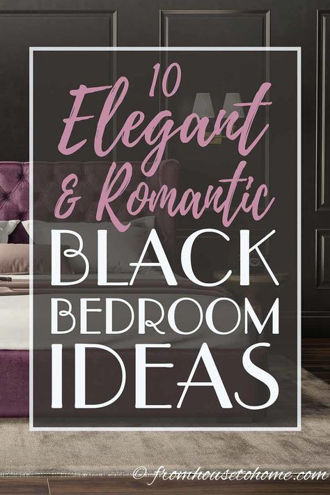 Black bedroom decor isn't always the first option that comes to mind when you're decorating a romantic bedroom. But these ideas and beautiful inspiration pictures will have you loving dark color schemes. I love the ones with gold accent colors, and white trim. #fromhousetohome #bedroom #bedroomideas #bedroomdecor #decorating #decoratingideas Bedroom Décor, Bedroom Ideas, Bedroom Makeover, Bedroom Decor, Black Bedroom Design, Black Bedroom Decor, Bedroom Black, Bedroom Colors, Elegant Bedroom