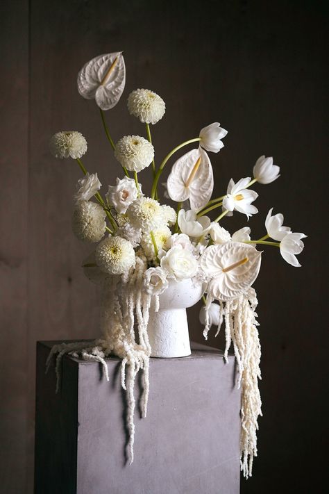 Floral, Inspiration, Flower Installation, Modern Flower, Anthurium Arrangement, Floral Arrangement, Modern Floral Arrangements, Anthurium Bouquet, White Flowers