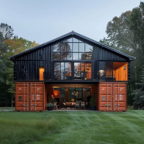 Reimagine rural architecture with stylish, eco-conscious shipping container barns—perfect for innovative farm life.