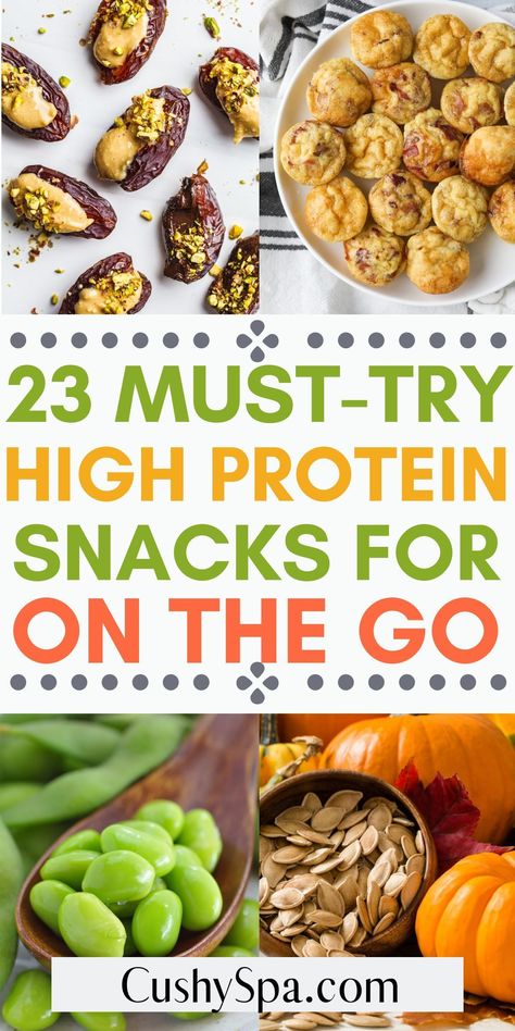 Here are some healthy grab and go snacks that are high in protein. These high protein snack ideas are perfect for busy days when you want a healthy snack on the go to keep you full between meals. Ideas, High Protein Snacks, Protein, Snacks, High Protein Snacks On The Go, Protein Packed Snacks, Healthy Protein Snacks, Protein Snacks Recipes, Healthy High Protein Snacks