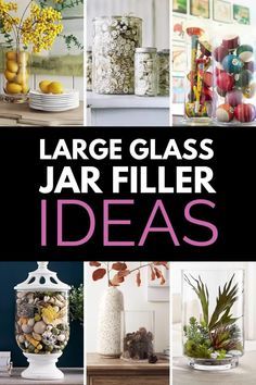 Crafts, Jar Filler Ideas, Large Glass Jar Ideas, Gallon Glass Jars, Glass Jar Filler Ideas, Large Glass Jars, Large Glass Containers, Glass Apothecary Jars, Clear Jar Decor