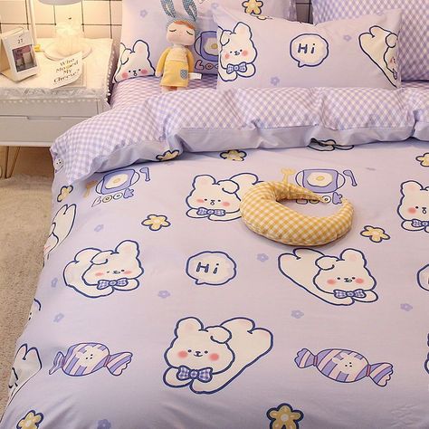 Make your bed more comfy and aesthetically nice with a cute bedding sets. Check this Kawaii Cloud Bunny Lavender Cute Bedding Sets Comforter for cute bedding set ideas. Kawaii, Cute Bed Sheets, Cute Bed Sets, Cute Bedding, Cute Bedroom Ideas, Cute Bedroom Decor, Purple Bedding, Cute Room Ideas, Bedding Set