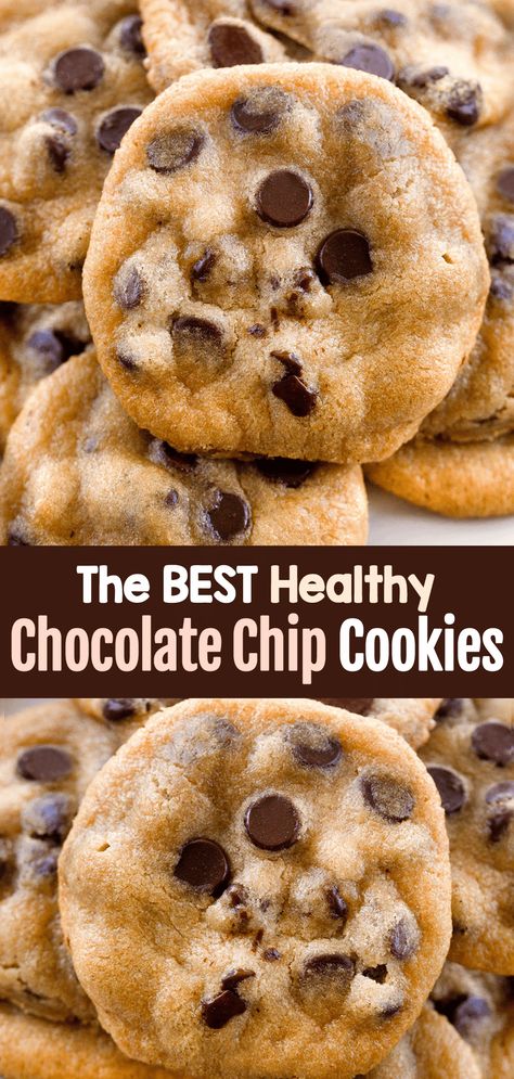 The Best Healthy Chocolate Chip Cookie Recipe Dessert, Healthy Snacks, Desserts, Snacks, Healthy Chocolate Chip, Healthy Chocolate Chip Cookies, Healthy Cookie Recipes Chocolate Chip, Healthy Cookies, Healthy Cookie Recipes