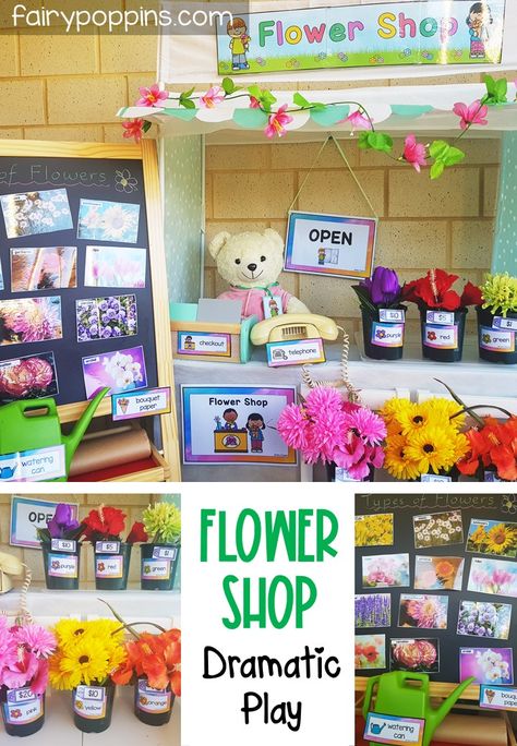 This flower shop dramatic play center is fun for kids who love pretend play! It's great for kids in Pre-K, Preschool and Kindergarten. #flowershop #dramaticplay #pretendplay #florist #dramaticplaycenter #pretendplaycenter #prek #preschool #kindergarten #springactivities #springtheme Gardening, Play, Pre K, Spring Crafts, Spring Theme Preschool, Spring Preschool, Preschool Garden, Toddler Dramatic Play Center Ideas, Daycare